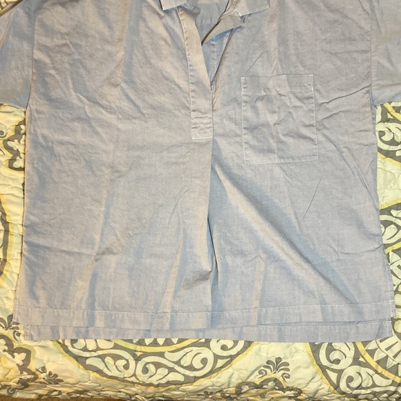 Everlane Womens Short Sleeve Soft Blue Kaftan Popover Blouse Size 8 - Picture 7 of 11